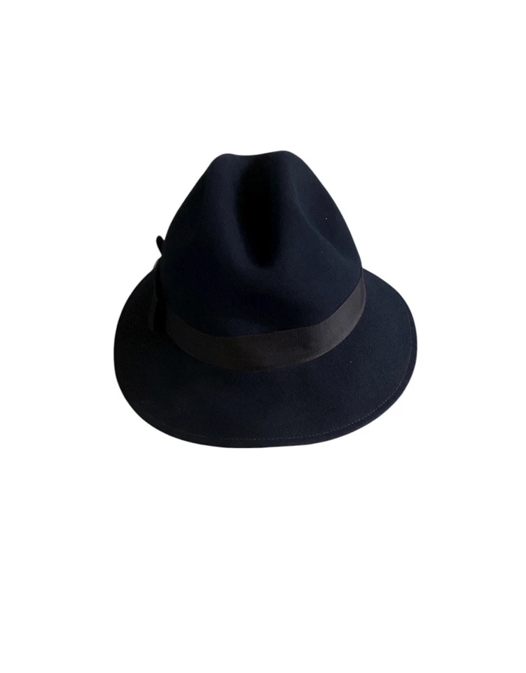 Vintage Doeskin 100% Felt Wool Bollman & Co Hat Women’s Fedora Navy Blue USA - Image 4 of 4