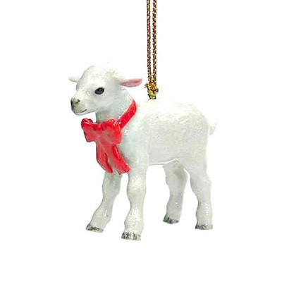 Northern Rose White - Lamb Goat Decorative Figurine - Animal Ornament Figurine