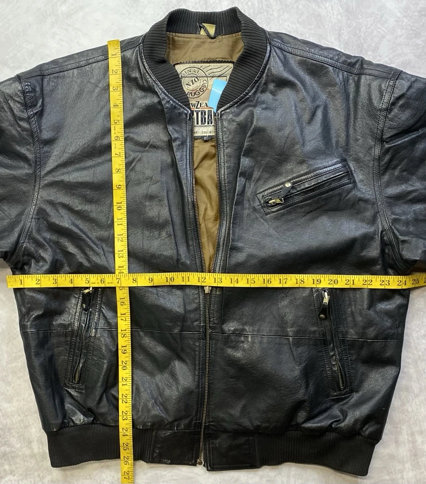 Chaqueta de cuero vintage del interior de Nueva Zelanda talla grande ropa exterior cremallera rota🚨 Foto 4 de 4