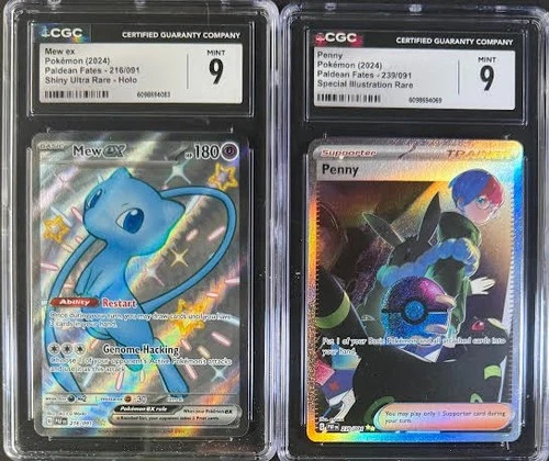 CGC 9 MEW EX 216 PENNY 239 SIR PALDEAN FATES SCARLET & VIOLET POKEMON MINT