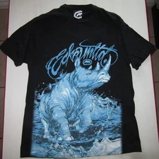 Y2K ECKO UNLTD Black Graphic Tee Front & Back Graphic Huge Blue Rhino Men's XL