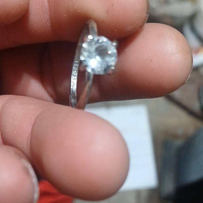 Sterling Silver Prong Set Solitaire Engagement Ri… - image 1