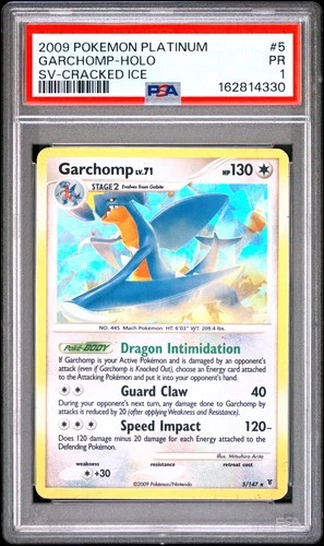2009 POKEMON PLATINUM SUPREME VICTORS CRACKED ICE #5 GARCHOMP-HOLO PSA 1