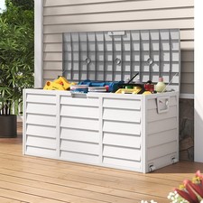 300L Large Outdoor Storage Box with Lid Lockable Patio Deck Box with Handle Grey