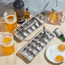 Stainless Steel Rectangular Ice Cube Tray 18 Slot Ice Cube Mold Freeze Partition