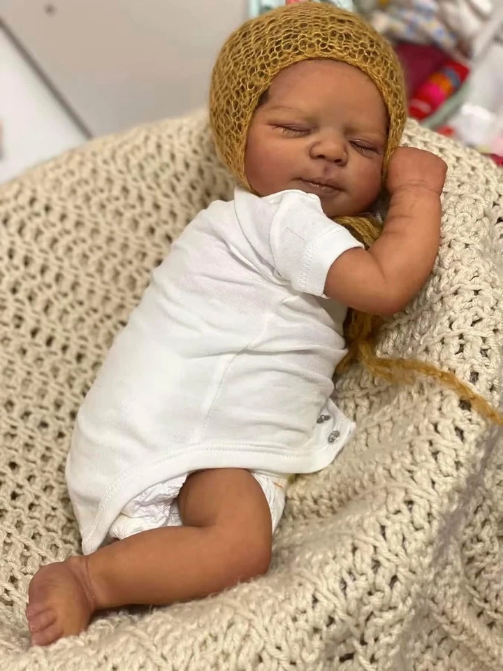 Muñecas bebé renacidas negras cuerpo completo de silicona - 18 pulgadas bebé niño afroamericano, completo  Foto 3 de 4