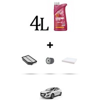Hoffcar Set Service 3 Filter Und 4L ÖL FüR Hyundai I30 (Gd) 1.6 GDI 99Kw Ab
