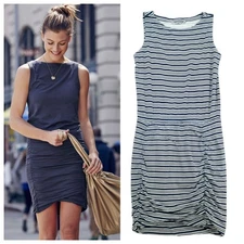 Athleta Tulip Striped Ruched Bodycon Dress, EUC, Size Medium, MSRP $108