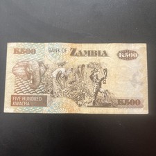 1992 Zambia 500 Kwacha Banknote Circulated Condition