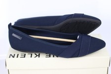 Anne Klein Women's Oval Pointed Toe Flats Navy Blue Cushioned OVAL01F9