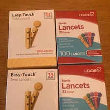 Easy Touch   And Leader Lancets 33 Gauge X-Fine 100ct / box Brand New  Plus Gift