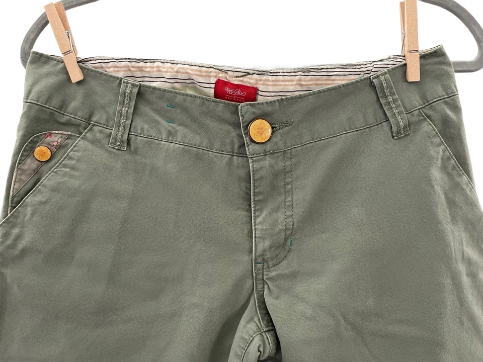 Pantalones Y2K De Colección Mossimo Tiro Bajo Verde Ejército Junior Talla 7 Pierna Ancha Hada Grunge Foto 2 de 4