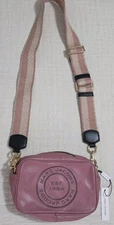 NWT Marc Jacobs Signet Leather Logo Flash Pink Camera Crossbody Bag Dusty Rose 