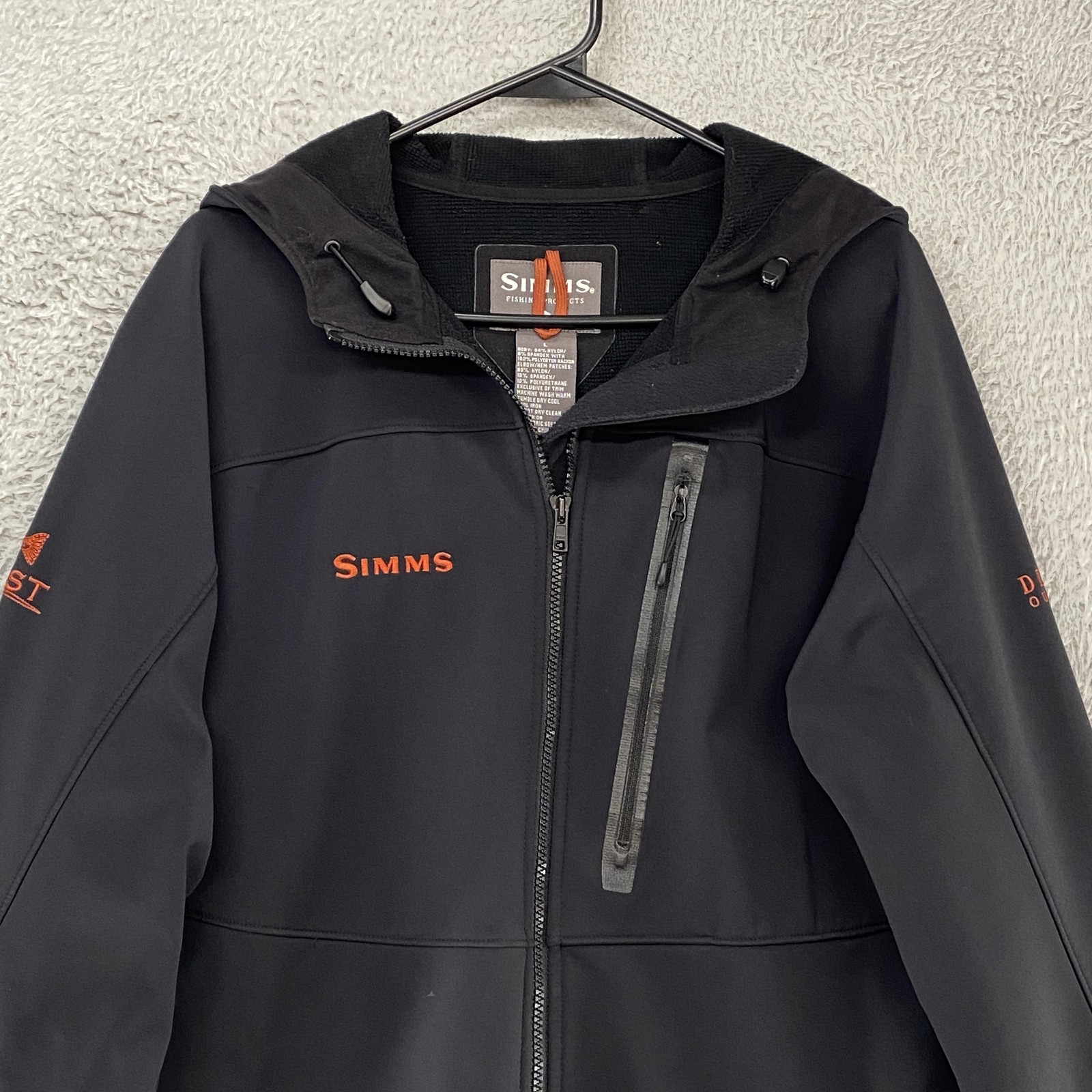 Simms Softshell Jacket Mens Large Black Hooded Fi… - image 2