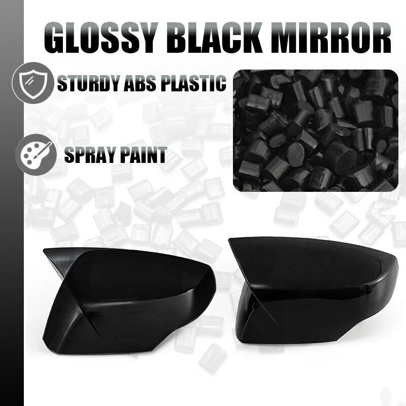 For Subaru Crosstrek Forester Impreza XV Side Rearview Mirror Cover Gloss Black - Image 3 of 4