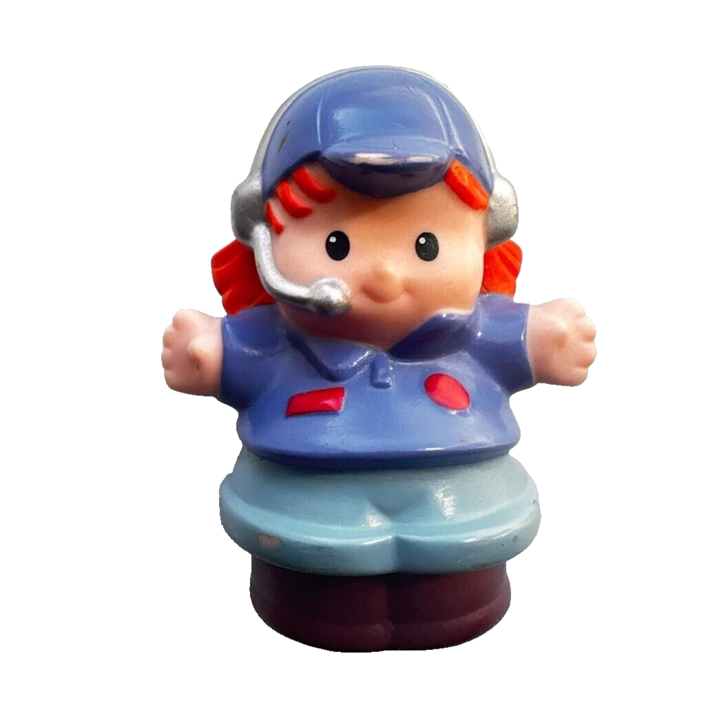 Fisher Price Little People Airplane Pilot Girl with Red Hair and Headphones  
