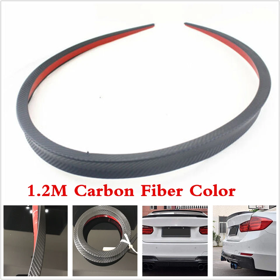 Pegatina de borde de labio del alerón trasero para capó de techo de coche estilo fibra de carbono Foto 3 de 4