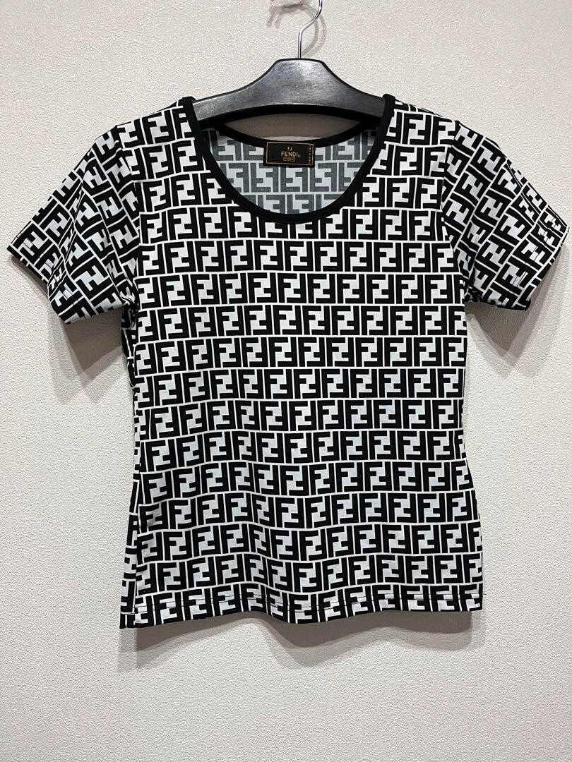 FENDI - ヴィンテージ  FENDI Tシャツ Authentic Fendi Vintage Zucca Logo T Shirt White Black | eBay
