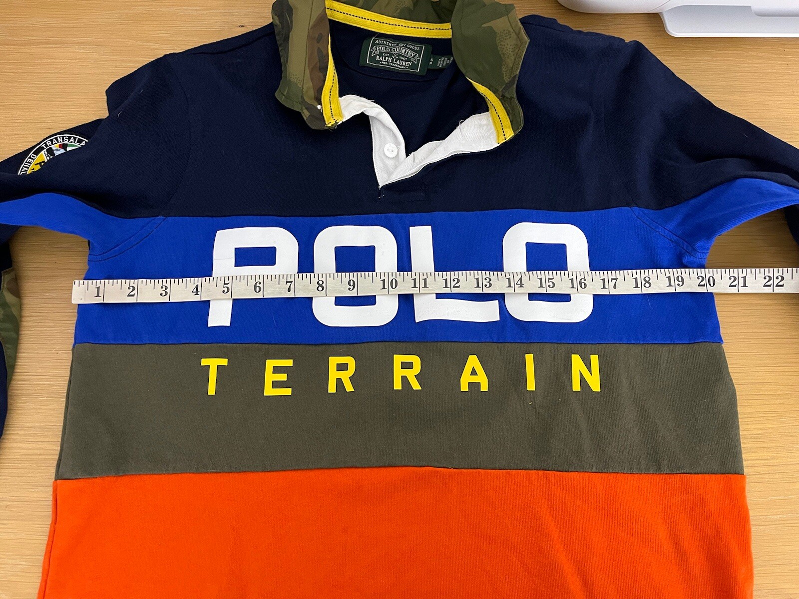 $128 Polo Ralph Lauren Country Small Orange Rugby Shirt Terrain RRL Patch Camo image 8