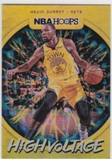 KEVIN DURANT HIGH VOLTAGE INSERT Basketball Card 2019/20 NBA Hoops JERSEY NETS!