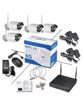 KIT VIDEOSORVEGLIANZA WIRELESS FULL HD 4 TELECAMERE WIFI REMOTO IP 5G DVR NVR