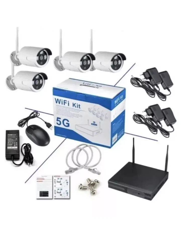 ANTDAU71 KIT VIDEOSORVEGLIANZA WIRELESS FULL HD 4 TELECAMERE WIFI REMOTO IP 5G DVR NVR