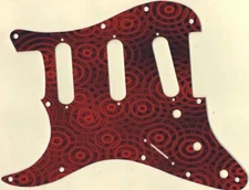 Pickguard Stratocaster Graphic LEFT HANDED  to fit Fender 11 H Crazy Ripples Red