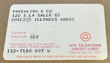 VINTAGE 1975 BELL SYSTEM TELEPHONE CALLING CREDIT CARD ILLINOIS BELL