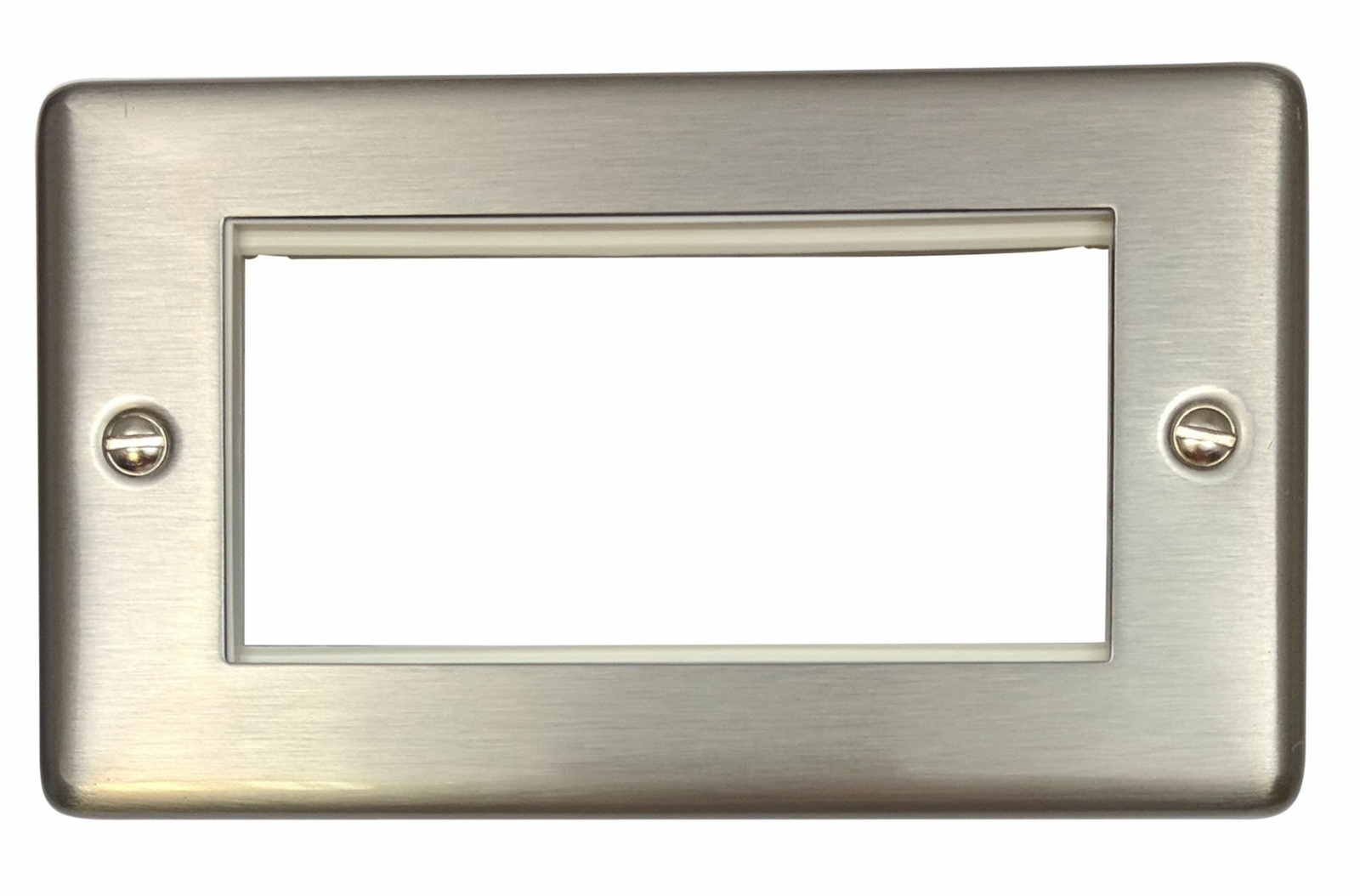 G&H CSS164 Standard Plate Brushed Steel 2 Gang 4 Euro Module Plate