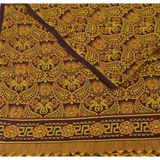 Sanskriti Vintage Indian Woven Woolen Indian Shawl Scarf Stole Brown