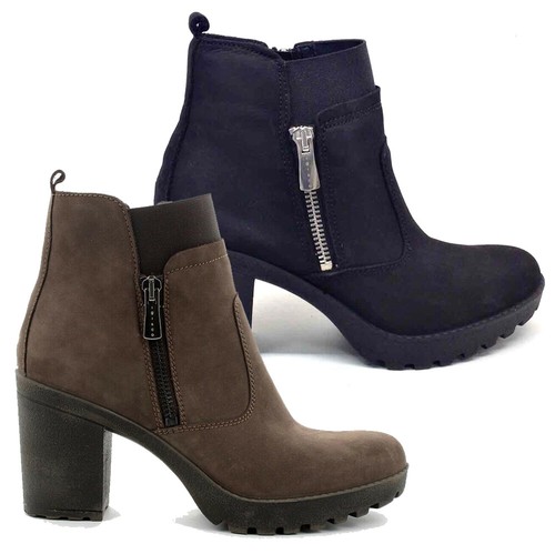 IGI \u0026 CO scarpe donna tronchetto stivaletti stivali pelle camoscio tacco  plateau | eBay