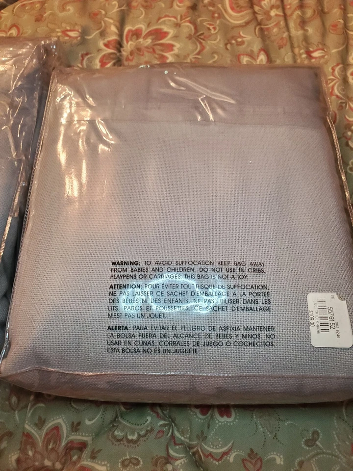 New~ 2 ~ West Elm GRAY Cotton Linen Curtains Panels BLACKOUT~48x96~Pole Pocket  - Image 3 of 4