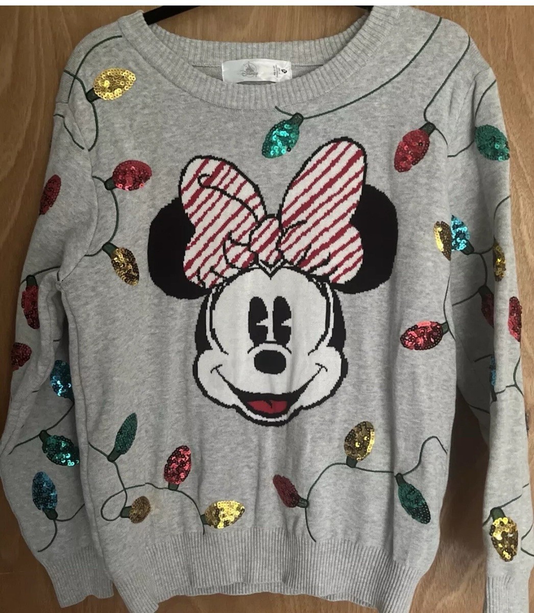 MINNIE MOUSE DISNEY STORE Christmas Light Bulb Sweater Women XXL NEW WT