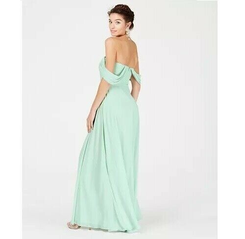 green emerald velvet dress Berylove Women Green Maxi Dress A Line Off The Shoulder Pleated Long Wedding Guest Dress, Green / L main image 1