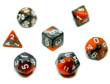 2-Farbige Würfel im 7er Set 4Seitig bis 20Seitig mit Ziffern Goldfarben o Weiß  