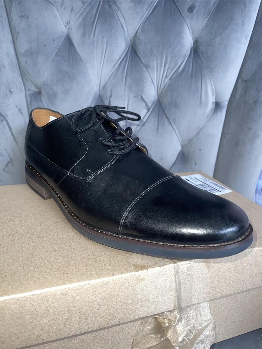 Clarks Becken Cap Leather Lace Up Shoe Black Size 10 | eBay