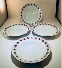 Bowls China Soup Serving TRAILING ROSE Vintage KAROLIN Poland 1954 Set of 4