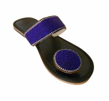 Women Slippers Indian Casual Slip Ons Handmade Leather Footwear Flip-Flops US 7