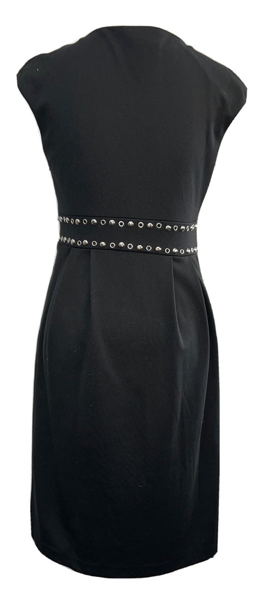 MAGGY LONDON BLACK SHEATH STYLE PONTE' KNIT DRESS Studded Accents SIZE 6 EUC! MAGGY LONDON BLACK SHEATH STYLE PONTE' KNIT DRESS Studded Accents SIZE 6 EUC!