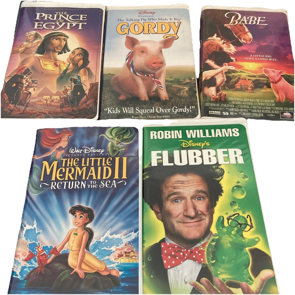 VHS Lot Of 5 : Babe, Gordy, Flubber, Little Mermaid II and Prince of Egypt Foto 2 de 3