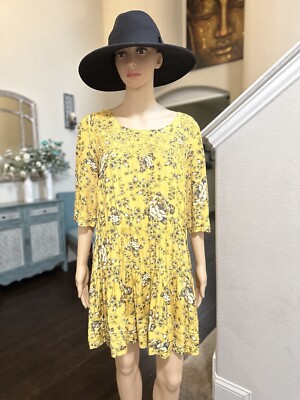 Free People Size M Embroidered Floral Yellow Boho Dress EUC Viscose Cotton | eBay Free People Size M Embroidered Floral Yellow Boho Dress EUC Viscose Cotton | eBay