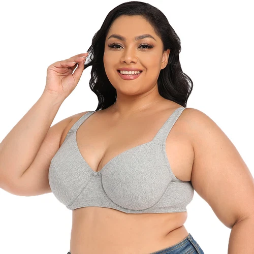 Women's Underwire Plus Size Full Cup Cotton Non Padded Comfort Bra 34-54 BCDEFG