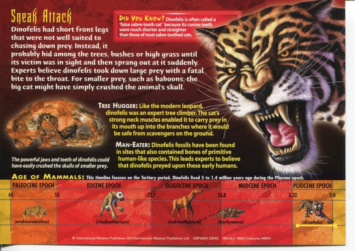 Weird N' Wild Creatures Monster of the Past Card 68 # Dinofelis
