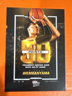 2024 Topps Now #7 Victor Wembanyama 50 Point Game 11/13/24 Spurs In Hand