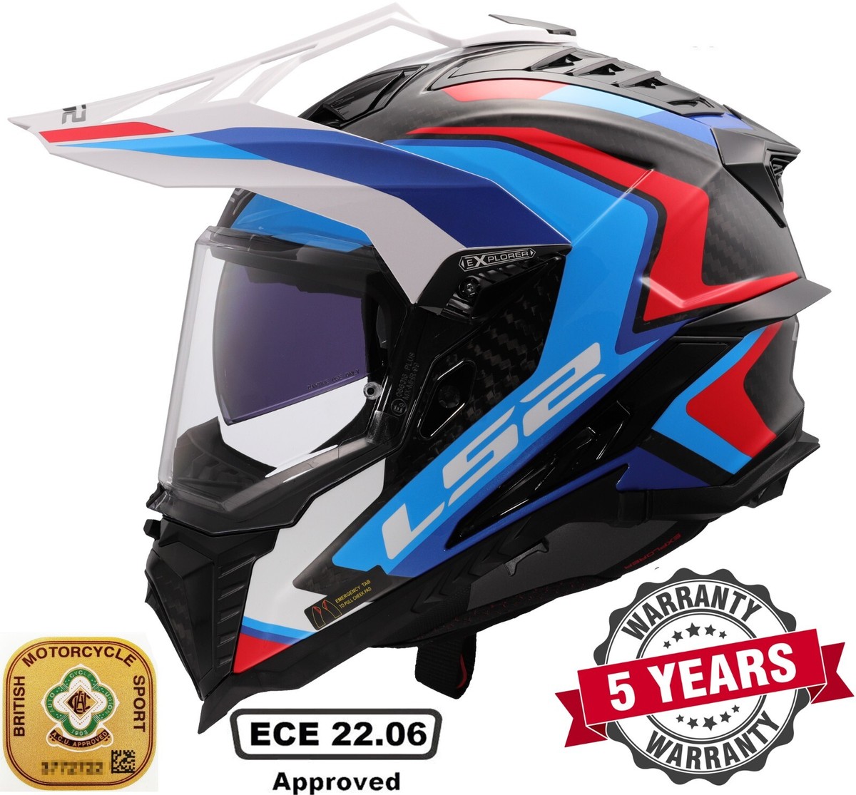 LS2 MX701 EXPLORER C CARBON FIBRE ADVENTURE MOTORCYCLE HELMET