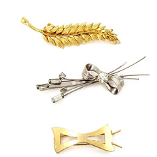 Vintage Barrettes Hair Clips Lot of 3 Gold Tone Silver Tone with Rhinestones