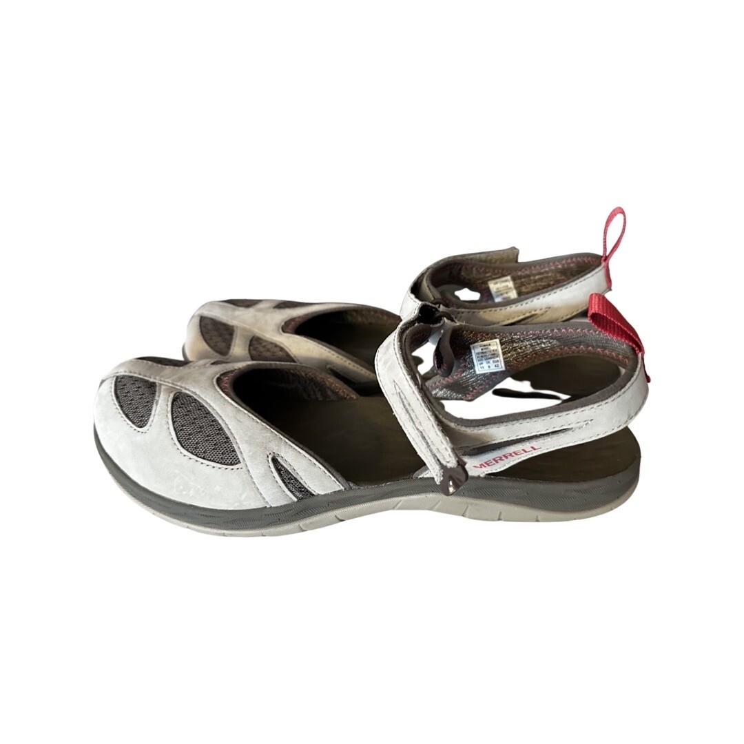 Sandalo Merrell Alluminio Grigio Pelle Rete Sirena Avvolgente Sport Impermeabile Taglia 11 In perfette condizioni
