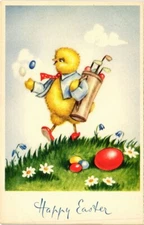 PC HAPPY EASTER FANTASY HUMOR GOLF SPORT (a32994)