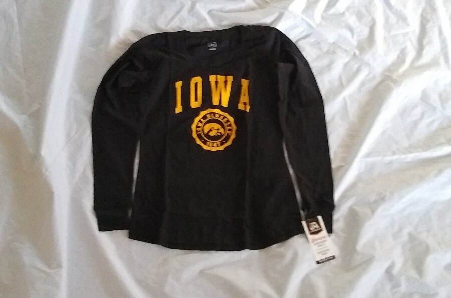 America Women's Athletic Tee Iowa Hawkeyes Long Sleeve Black