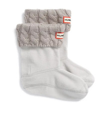 Hunter Kids 6 Stitch Cable Fleece Crochet Boot Socks Greige Size XL 4-6 5782
